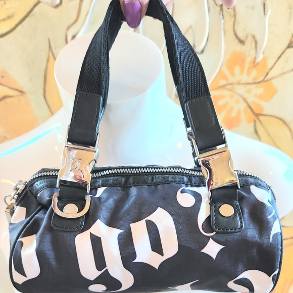 L.A.M.B. Gwen Stefani LeSPORTSac Tattoo B&W Grafitti Mini Duffle Bag EVC   9x5 - Picture 2 of 14